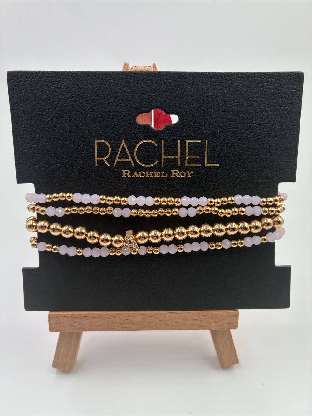 RACHEL Rachel Roy Gold and Lavender Stretch Beaded Bracelet